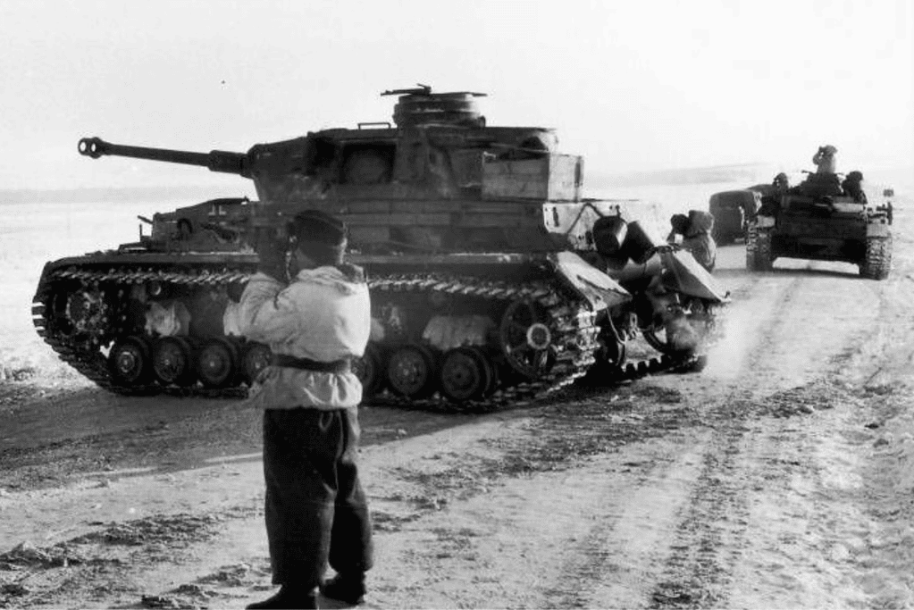 Image of German tanks on the outskirts of Stalingrad.