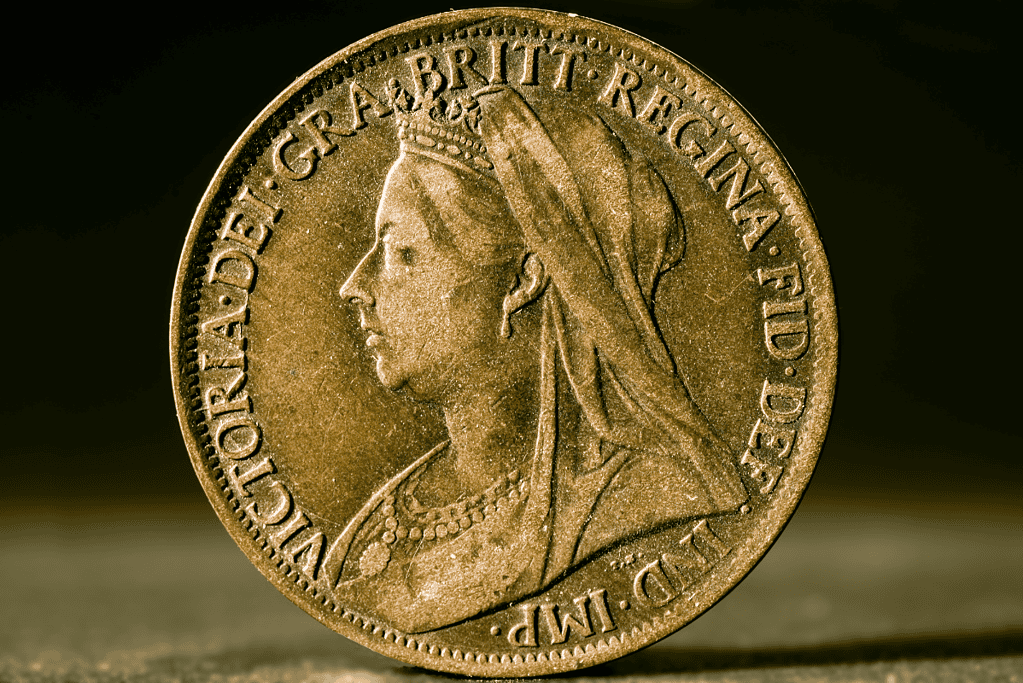 Image of an 1896 Queen Victoria Veiled Head Penny.