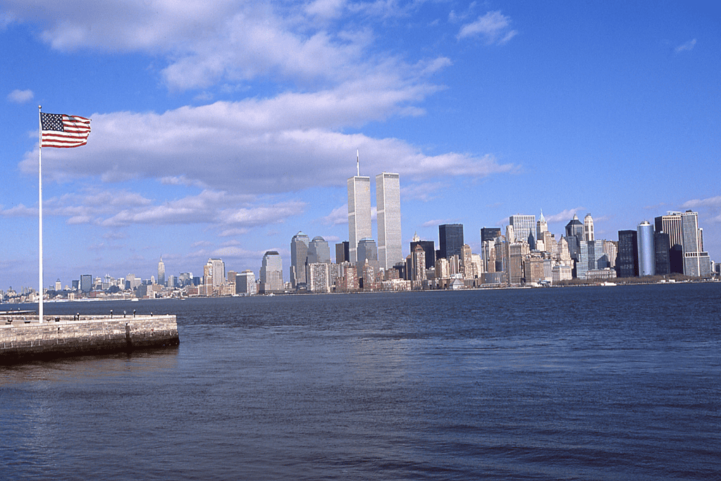 Image of the pre-9/11 New York city landscape for a blog post covering famous conspiracy theories.