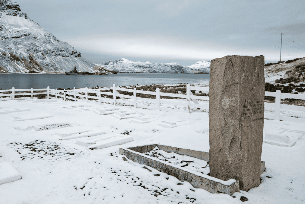 Image of Ernest Shackleton's grave on Antarctica's South Georgia Island.