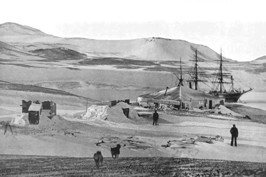 Image of the base camp of the Robert Scott's Discovery Expedition,  from 1901 to 1904, during which the "Farthest South" record was set.