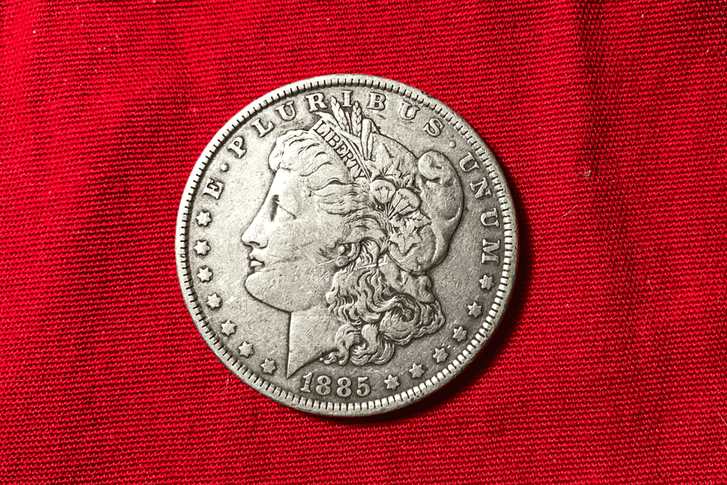 Image of an 1885 U.S. Morgan Silver Dollar, much like the one given to Shackleton by a close friend for a blog post covering interesing facts about Ernest Shackleton.