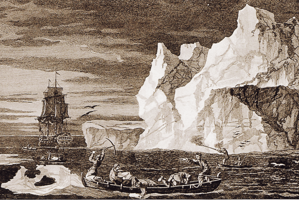 facts-about-james-cook-antarctica Crewman from Cook's second expedition to Antarctica collecting ice for water.