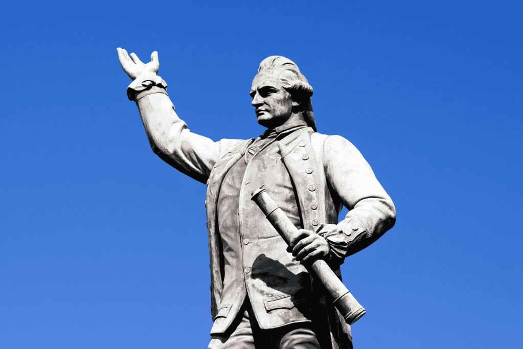 facts-about-james-cook-mathematics Image of Captain James Cook statue at Hyde Park, Sydney, New South Wales, Australia.