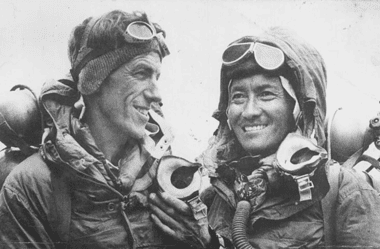 Image of Edmund Hillary and Tenzing Norgay for a blog post covering history's most famous mountain climbers.