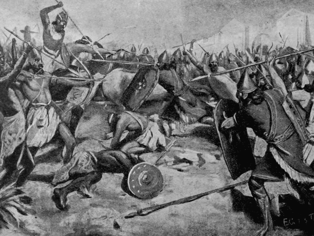 mesopotamian-kings-nebuchadnezzar-2 Image of a painting of the Battle of Carchemish (605 BCE), a crucial conflict between Babylonians and Egyptians - fought weeks before Nebuchadnezzar II's rise to power.