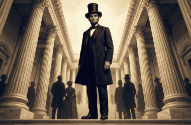 Image of President Lincoln at the top of a flight of steps for a blog post on the tallest US presidents.