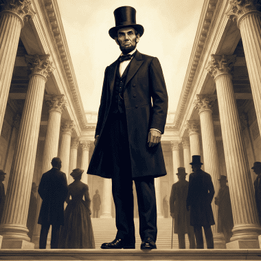 Image of President Lincoln at the top of a flight of steps for a blog post on the tallest US presidents.