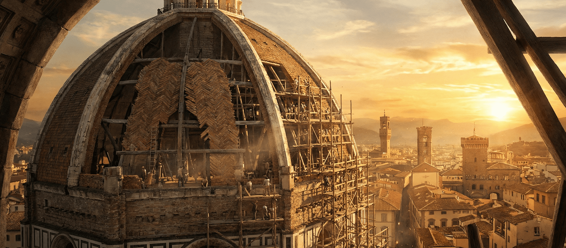 Brunelleschi's double shell dome on the Florence Cathedral, a masterpiece of Renaissance engineering