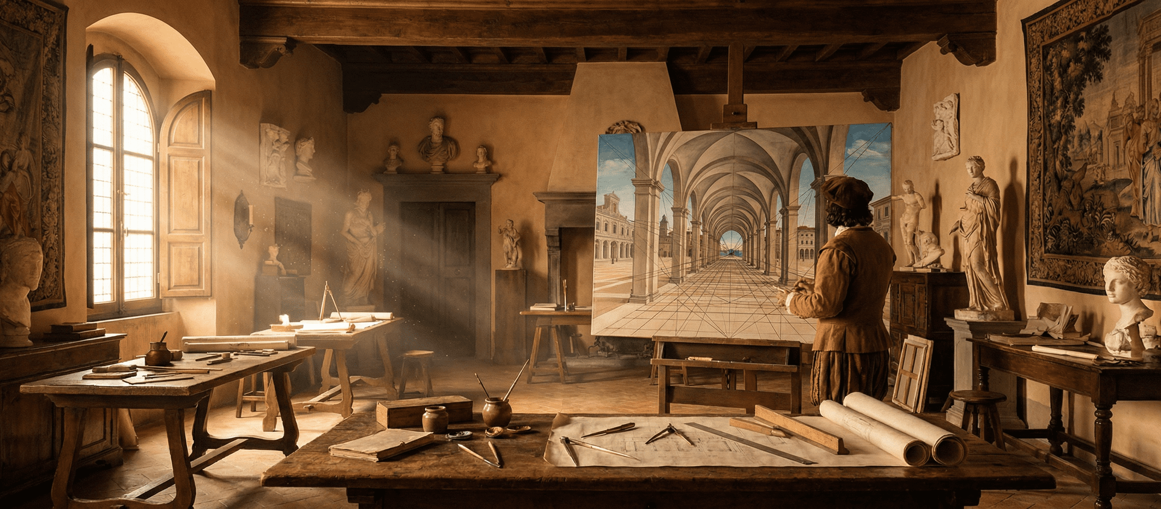 Linear perspective in Renaissance art, demonstrated in Masaccio's Holy Trinity